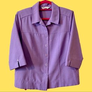 Vintage 90s Purple Button Down Shacket Blazer With Shoulder Pads